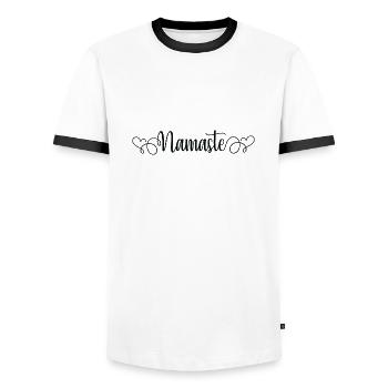 Yoga Méditation Spa Namaste - T-shirt contrasté Homme - blanc/noir - Devant - AI Model Female 172 light (172cm) & AI Model Male 178 dark (178cm)