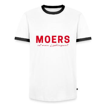 T-Shirt Moers – Montrez votre amour pour votre patrie ! - T-shirt contrasté Homme - blanc/noir - Devant - AI Model Female 172 light (172cm) & AI Model Male 178 dark (178cm)