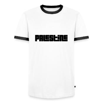 Palestine - Men's Ringer Shirt - white/black - Front - AI Model Female 172 light (172cm) & AI Model Male 178 dark (178cm)