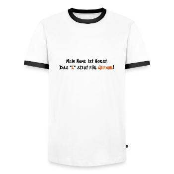 Mein Name ist Horst - Männer Kontrast-T-Shirt - Weiß/Schwarz - Vorne - AI Model Female 172 light (172cm) & AI Model Male 178 dark (178cm)