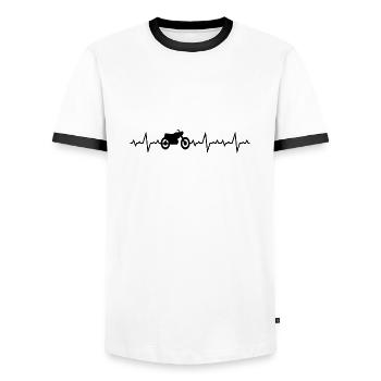 Herzschlag Motorrad - Männer Kontrast-T-Shirt - Weiß/Schwarz - Vorne - AI Model Female 172 light (172cm) & AI Model Male 178 dark (178cm)
