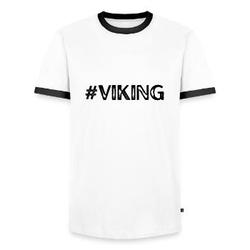 #VIKING - T-shirt contrasté Homme - blanc/noir - Devant - AI Model Female 172 light (172cm) & AI Model Male 178 dark (178cm)