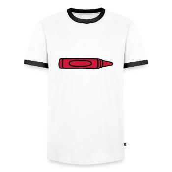 Red wax crayon cool design - Men's Ringer Shirt - white/black - Front - AI Model Female 172 light (172cm) & AI Model Male 178 dark (178cm)