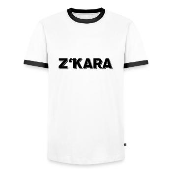 Zkara - to do it on purpose in Algerian - Men's Ringer Shirt - white/black - Front - AI Model Female 172 light (172cm) & AI Model Male 178 dark (178cm)