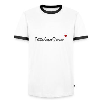 Petite soeur d'amour - T-shirt contrasté Homme - blanc/noir - Devant - AI Model Female 172 light (172cm) & AI Model Male 178 dark (178cm)