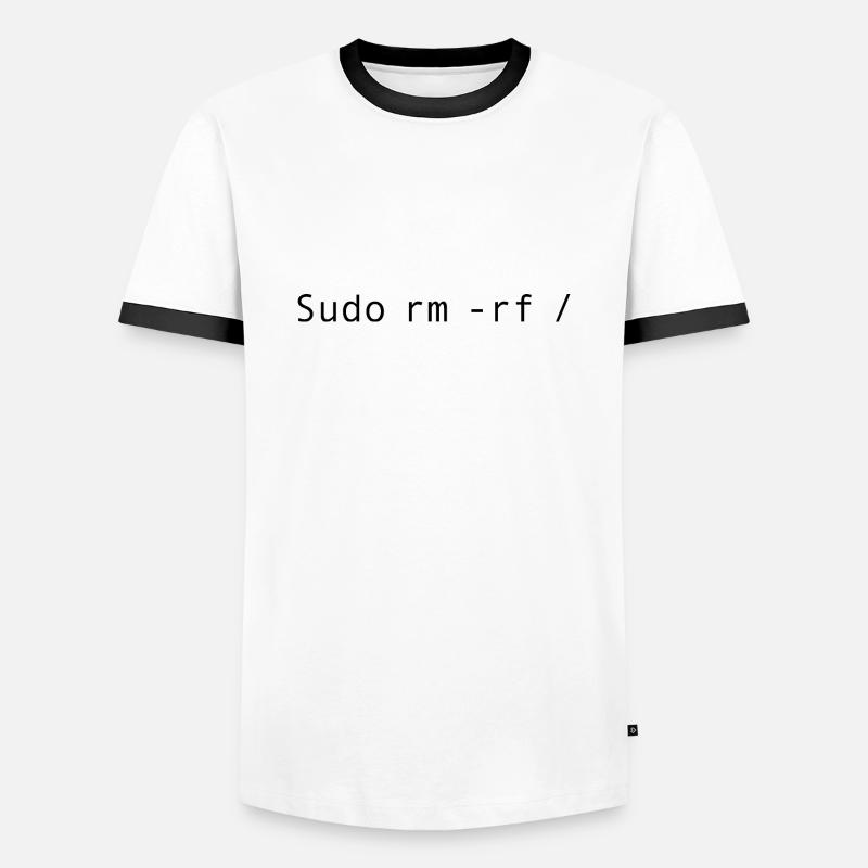 Linux Coding Sudo rm -rf / - T-shirt contrasté Homme - blanc/noir