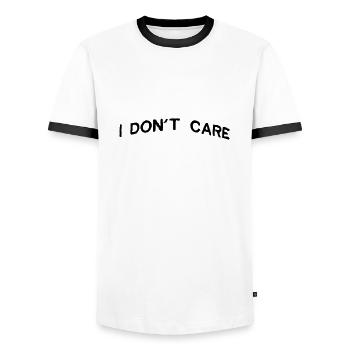Je m'en fiche. - T-shirt contrasté Homme - blanc/noir - Devant - AI Model Female 172 light (172cm) & AI Model Male 178 dark (178cm)