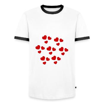 MAMA. MUTTERTAG. SCHÖNEN MUTTERTAG. HERZ - Männer Kontrast-T-Shirt - Weiß/Schwarz - Vorne - AI Model Female 172 light (172cm) & AI Model Male 178 dark (178cm)