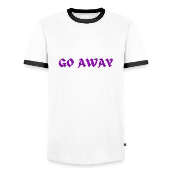 GO AWAY - Men's Ringer Shirt - white/black - Front - AI Model Female 172 light (172cm) & AI Model Male 178 dark (178cm)