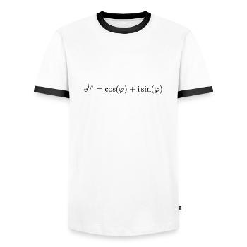 L'identité d'Euler - T-shirt contrasté Homme - blanc/noir - Devant - AI Model Female 172 light (172cm) & AI Model Male 178 dark (178cm)