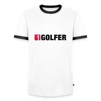 golf__2__f2 - Men's Ringer Shirt - white/black - Front - AI Model Female 172 light (172cm) & AI Model Male 178 dark (178cm)