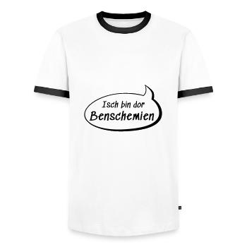 Isch bin dor Benschemien Benjamin sächsisch lustig - Männer Kontrast-T-Shirt - Weiß/Schwarz - Vorne - AI Model Female 172 light (172cm) & AI Model Male 178 dark (178cm)