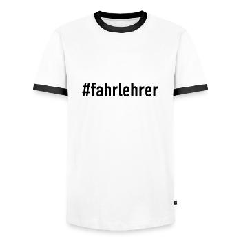 #fahrlehrer - # - Fahrlehrer - Fahrschule - Auto - Männer Kontrast-T-Shirt - Weiß/Schwarz - Vorne - AI Model Female 172 light (172cm) & AI Model Male 178 dark (178cm)