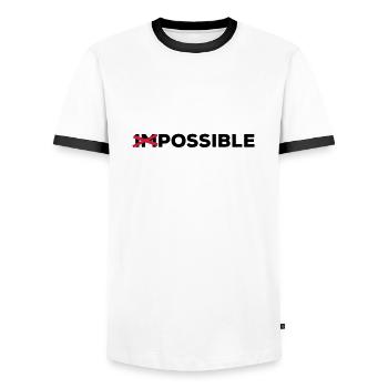 Possible possible feasible solution - Men's Ringer Shirt - white/black - Front - AI Model Female 172 light (172cm) & AI Model Male 178 dark (178cm)