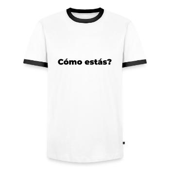 como estas - Männer Kontrast-T-Shirt - Weiß/Schwarz - Vorne - AI Model Female 172 light (172cm) & AI Model Male 178 dark (178cm)