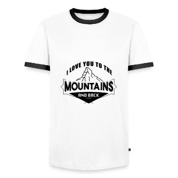 Love you To The Mountains Love Mountains Randonnée - T-shirt contrasté Homme - blanc/noir - Devant - AI Model Female 172 light (172cm) & AI Model Male 178 dark (178cm)