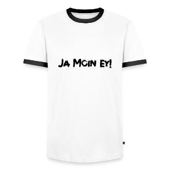 Ja Moin ey! - Männer Kontrast-T-Shirt - Weiß/Schwarz - Vorne - AI Model Female 172 light (172cm) & AI Model Male 178 dark (178cm)