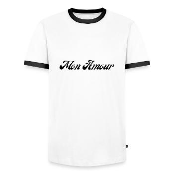 Mon amour - T-shirt contrasté Homme - blanc/noir - Devant - AI Model Female 172 light (172cm) & AI Model Male 178 dark (178cm)