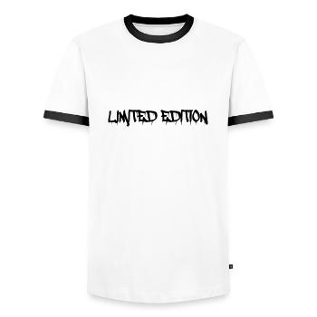 limited_edition - Men's Ringer Shirt - white/black - Front - AI Model Female 172 light (172cm) & AI Model Male 178 dark (178cm)