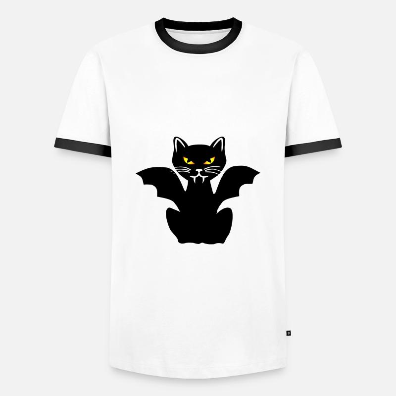 Dracula vampire cat - Men's Ringer Shirt - white/black