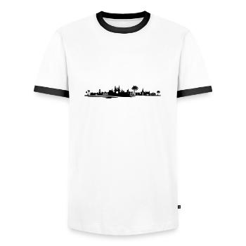 Skyline - Palma de Mallorca - Männer Kontrast-T-Shirt - Weiß/Schwarz - Vorne - AI Model Female 172 light (172cm) & AI Model Male 178 dark (178cm)