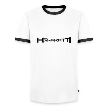 NB-Helekatti 1.0 - Männer Kontrast-T-Shirt - Weiß/Schwarz - Vorne - AI Model Female 172 light (172cm) & AI Model Male 178 dark (178cm)