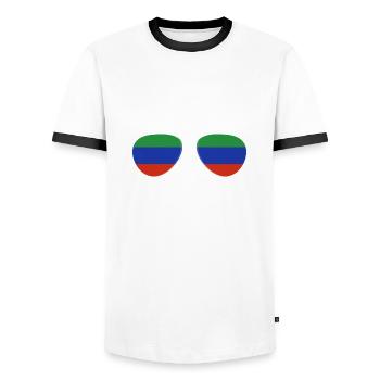 Dagestan Dagestani Dagestan Flag Sunglasses - Men's Ringer Shirt - white/black - Front - AI Model Female 172 light (172cm) & AI Model Male 178 dark (178cm)