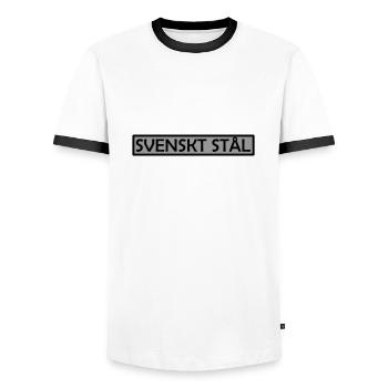 Schwedischer Stahl - Männer Kontrast-T-Shirt - Weiß/Schwarz - Vorne - AI Model Female 172 light (172cm) & AI Model Male 178 dark (178cm)