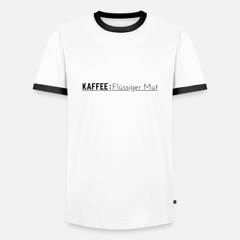 Kaffee: Flüssiger Mut - Kaffee Spruch - Männer Kontrast-T-Shirt - Weiß/Schwarz