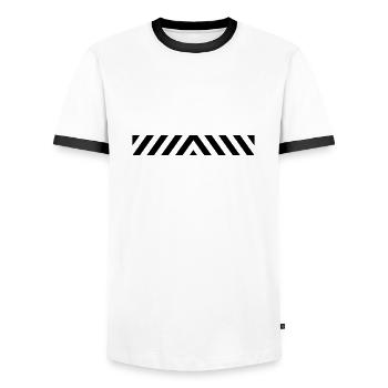 Warning 1 Warnbalken - Männer Kontrast-T-Shirt - Weiß/Schwarz - Vorne - AI Model Female 172 light (172cm) & AI Model Male 178 dark (178cm)