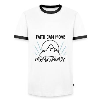 Faith can move mountains - Men's Ringer Shirt - white/black - Front - AI Model Female 172 light (172cm) & AI Model Male 178 dark (178cm)