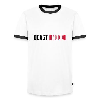 logo monster mode on switch beast button switch - Men's Ringer Shirt - white/black - Front - AI Model Female 172 light (172cm) & AI Model Male 178 dark (178cm)