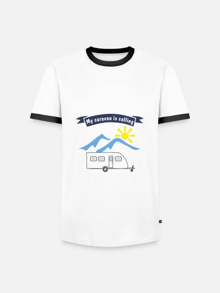 caravan is calling - Männer Kontrast-T-Shirt - Weiß/Schwarz