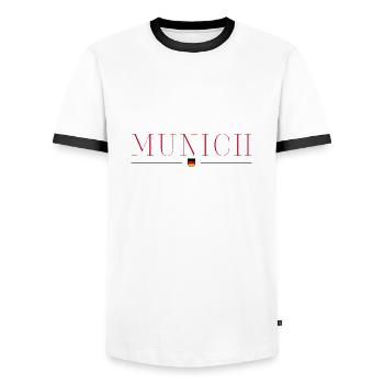 München, Deutschland Stil Design T-Shirt - Männer Kontrast-T-Shirt - Weiß/Schwarz - Vorne - AI Model Female 172 light (172cm) & AI Model Male 178 dark (178cm)