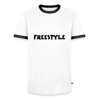 freestyle2_vec_1 - Männer Kontrast-T-Shirt - Weiß/Schwarz - Vorne - AI Model Female 172 light (172cm) & AI Model Male 178 dark (178cm)