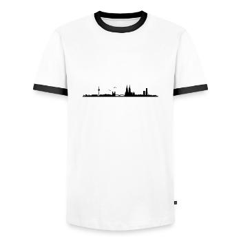 Cologne Skyline Panorama - Men's Ringer Shirt - white/black - Front - AI Model Female 172 light (172cm) & AI Model Male 178 dark (178cm)