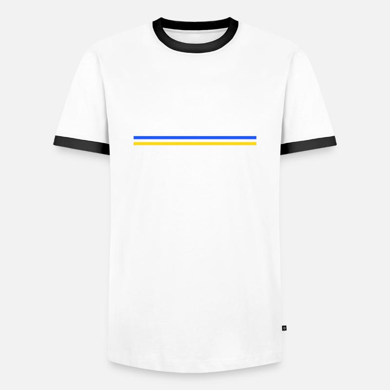 Linie oder Flagge Ukraine - Männer Kontrast-T-Shirt - Weiß/Schwarz