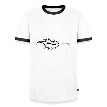 Streichholz - Männer Kontrast-T-Shirt - Weiß/Schwarz - Vorne - AI Model Female 172 light (172cm) & AI Model Male 178 dark (178cm)