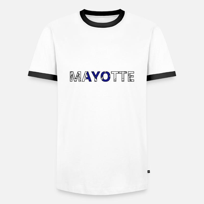 Mayotte Flag - Men's Ringer Shirt - white/black