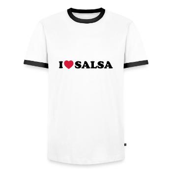 I love salsa - Männer Kontrast-T-Shirt - Weiß/Schwarz - Vorne - AI Model Female 172 light (172cm) & AI Model Male 178 dark (178cm)