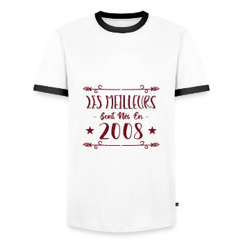 Les meilleurs sont nés en 2008 - T-shirt contrasté Homme - blanc/noir - Devant - AI Model Female 172 light (172cm) & AI Model Male 178 dark (178cm)