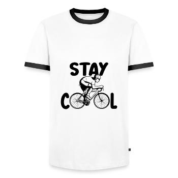 stay cool Fahrrad cool spruch | Farbe änderbar - Männer Kontrast-T-Shirt - Weiß/Schwarz - Vorne - AI Model Female 172 light (172cm) & AI Model Male 178 dark (178cm)