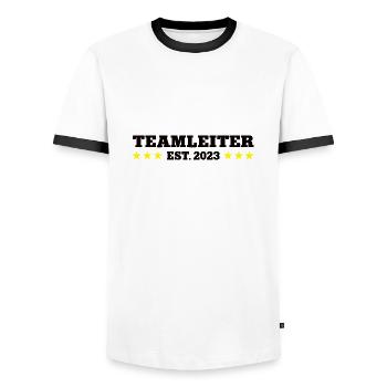 Teamleiter est 2023 Gruppenleiter Teamleitung Team - Männer Kontrast-T-Shirt - Weiß/Schwarz - Vorne - AI Model Female 172 light (172cm) & AI Model Male 178 dark (178cm)