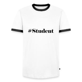 #Student logo - T-shirt contrasté Homme - blanc/noir - Devant - AI Model Female 172 light (172cm) & AI Model Male 178 dark (178cm)