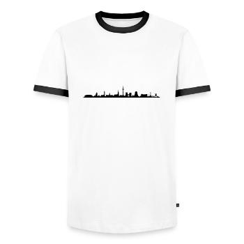 Skyline - Gelsenkirchen - Männer Kontrast-T-Shirt - Weiß/Schwarz - Vorne - AI Model Female 172 light (172cm) & AI Model Male 178 dark (178cm)