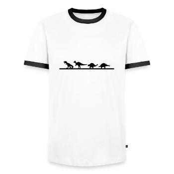 Dinosaur Dino - Men's Ringer Shirt - white/black - Front - AI Model Female 172 light (172cm) & AI Model Male 178 dark (178cm)