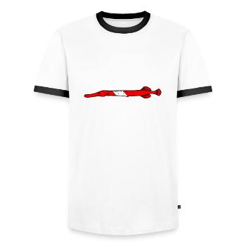 Trumpet fish by Scuba.Style - Men's Ringer Shirt - white/black - Front - AI Model Female 172 light (172cm) & AI Model Male 178 dark (178cm)