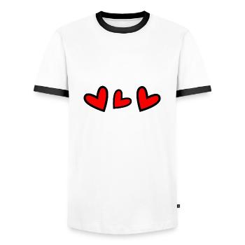 CŒUR. CŒURS. SAINT VALENTIN. LOVE. AMOUR - T-shirt contrasté Homme - blanc/noir - Devant - AI Model Female 172 light (172cm) & AI Model Male 178 dark (178cm)