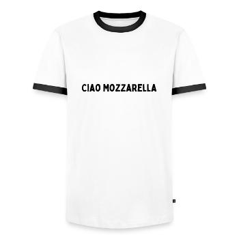 Ciao Mozzarella - Men's Ringer Shirt - white/black - Front - AI Model Female 172 light (172cm) & AI Model Male 178 dark (178cm)