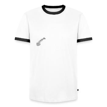 Fischkopp - Label 126 - Männer Kontrast-T-Shirt - Weiß/Schwarz - Vorne - AI Model Female 172 light (172cm) & AI Model Male 178 dark (178cm)